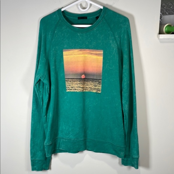 ATM Anthony Thomas Melillo Green Crewneck Sweater with Graphic Print - Picture 2 of 8